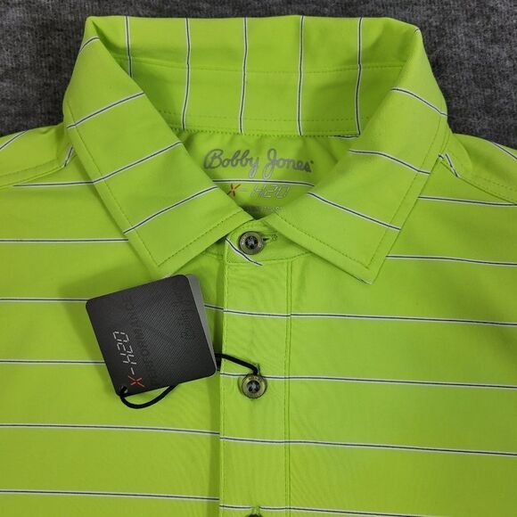 Bobby Jones X-h2o Mens Golf Polo Shirt Size M Green Mint julep Striped New Good - Picture 3 of 14